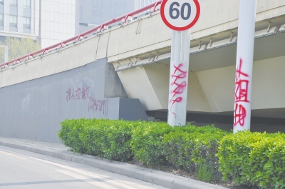 電線桿、立交橋等被噴涂，嚴(yán)重影響了市容。