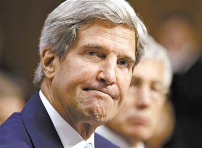 3日，克里在參院聽證會上。