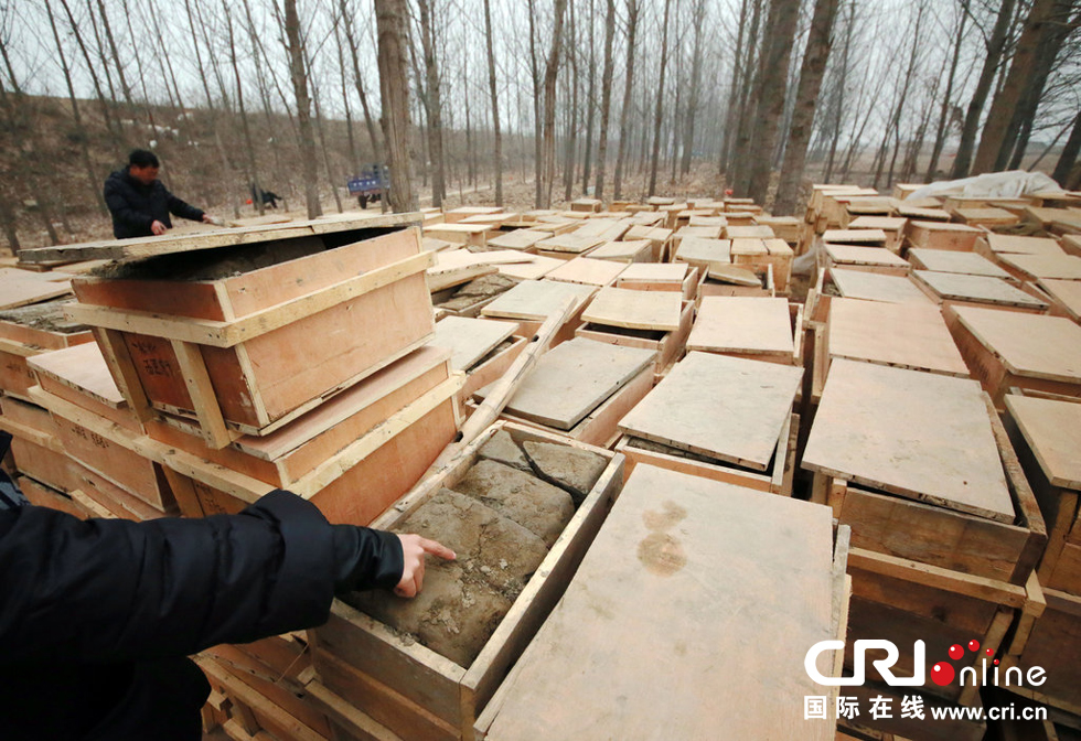 2014年1月6日，河南洛陽(yáng)古沉船發(fā)掘現(xiàn)場(chǎng)，古船周圍和船上清理出來(lái)的青膏泥已被打包入箱。
