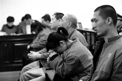 昨日，因涉嫌誘騙男網(wǎng)友進(jìn)行高額消費(fèi)，海淀區(qū)一咖啡廳負(fù)責(zé)人及“吧女”等14人受審。新京報(bào)記者 王貴彬 攝