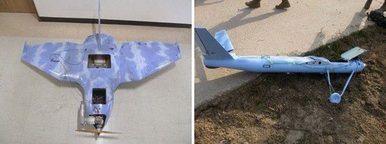左圖為3月24日在韓國首爾北部墜毀的無人機(jī)，右圖為3月31日在韓國西部海域白翎島墜毀的無人機(jī)