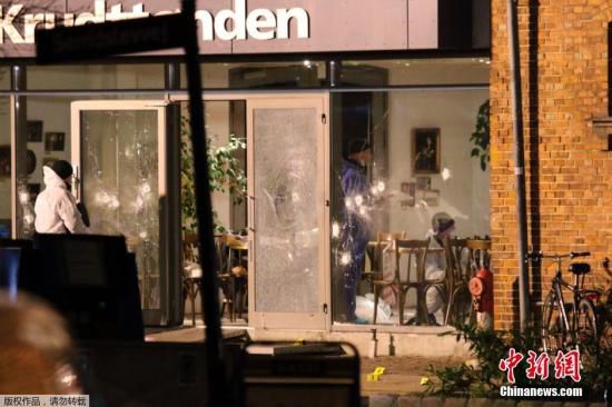 圖為丹麥咖啡館槍擊案現(xiàn)場(chǎng)。