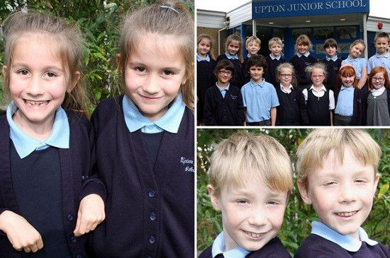 英國又有7對雙胞胎進(jìn)入了同一所小學(xué)，讓人看花了眼。