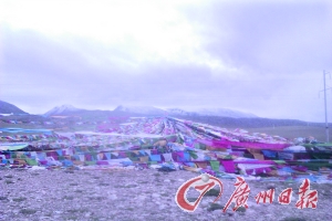 沿途遍地可見(jiàn)的五彩經(jīng)幡。