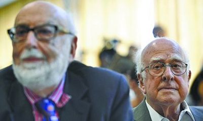 比利時(shí)科學(xué)家恩勒特（左）和英國(guó)科學(xué)家希格斯（右）有望獲得諾貝爾物理學(xué)獎(jiǎng)。