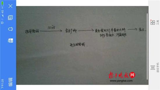 警方根據(jù)這兩張手繪地圖，動(dòng)用300余人次警力終于將林芳找到。（圖由淮安警方提供）