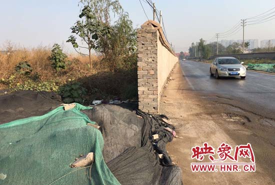 一墻之隔，一邊是道路，一邊是垃圾和荒草，市民質(zhì)疑其為遮羞墻。