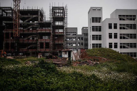 2014年7月11日，安徽省宿州市蕭縣，荒棄的政府新辦公樓前荒草一片。 澎湃新聞 楊一 圖