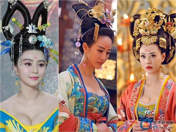 范冰冰、張鈞甯、周海媚，在《武媚娘》中爆乳演出