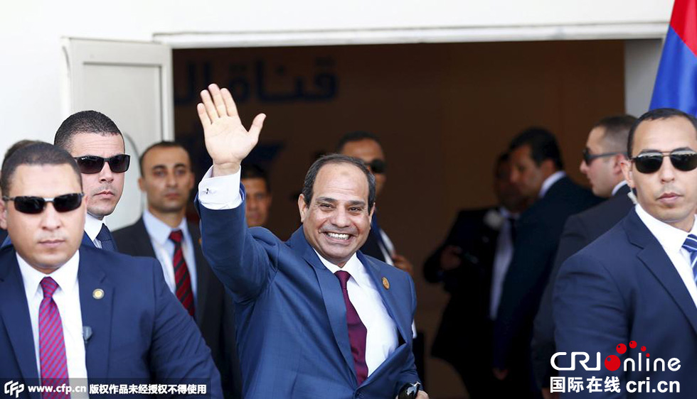 埃及為新蘇伊士運(yùn)河的開(kāi)通舉行盛大的慶祝儀式，埃及總統(tǒng)塞西出席。