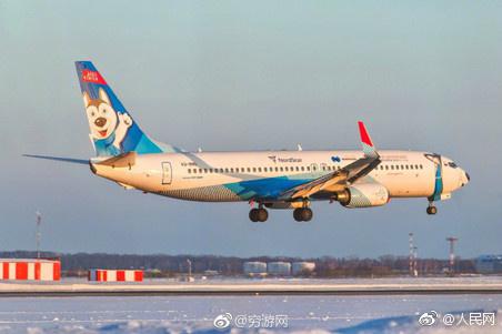  俄羅斯Nordstar航空公司飛機換上哈士奇涂裝
