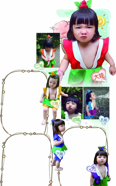 最萌葫蘆娃！小蘿莉扮葫蘆7兄弟走紅網(wǎng)絡(luò)